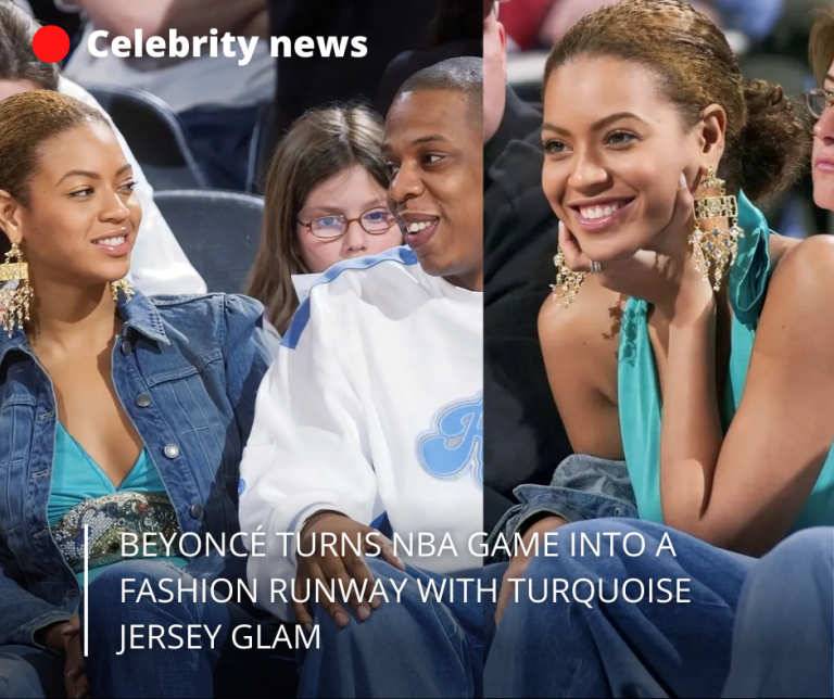 Beyoncé Turns NBA Game into a Fashion Runway with Turquoise Jersey Glam